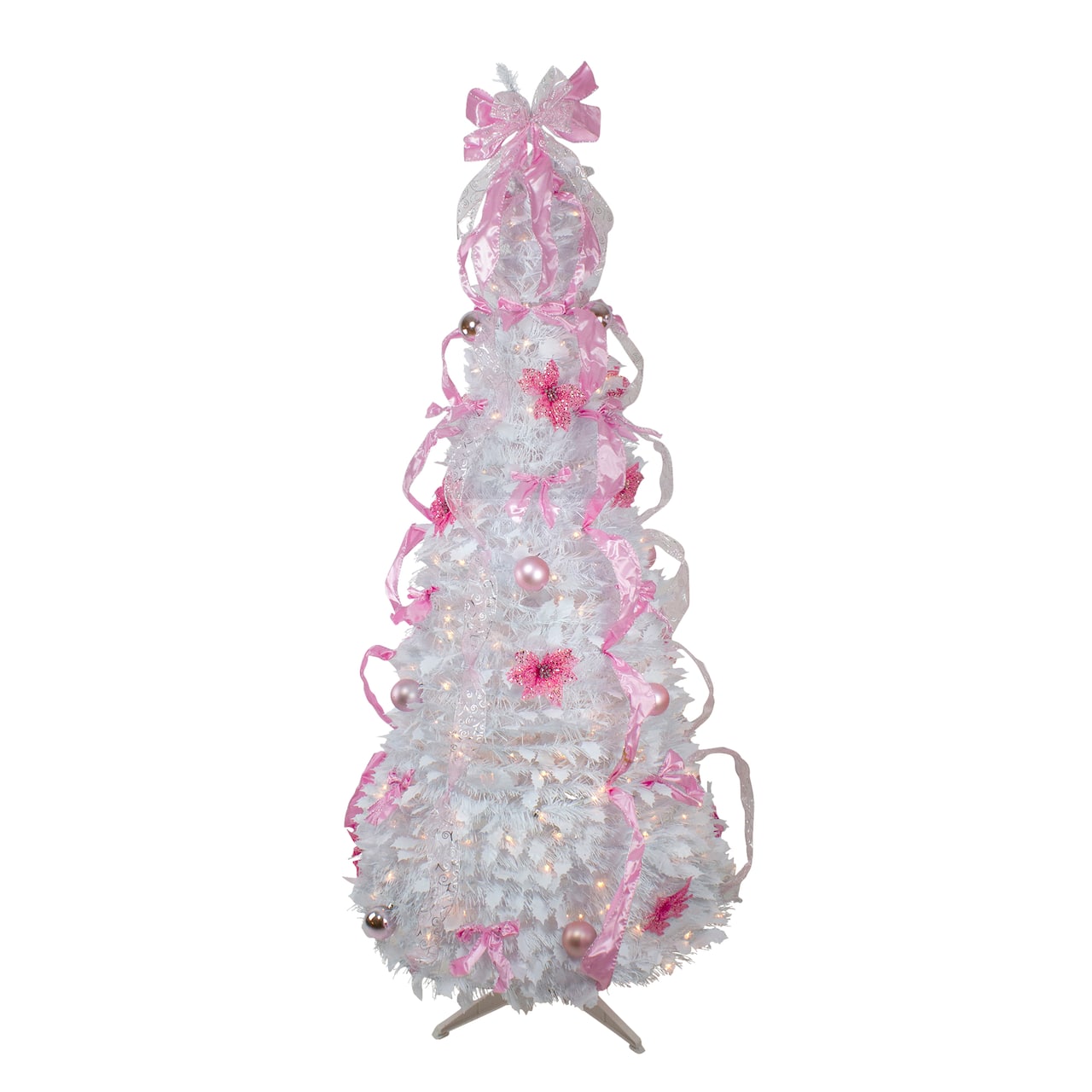 6ft. Pre-Lit Pink & White Pre-Decorated Pop-Up Artificial Christmas Tree